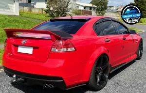 Red coupe car window titning